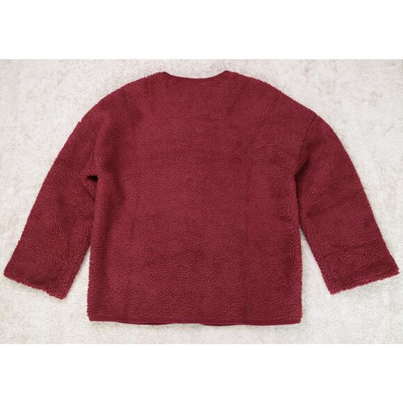 PrettyGarden Burgundy Red Sherpa Corduroy Jacket Womens Size M NWOT - Picture 2 of 13